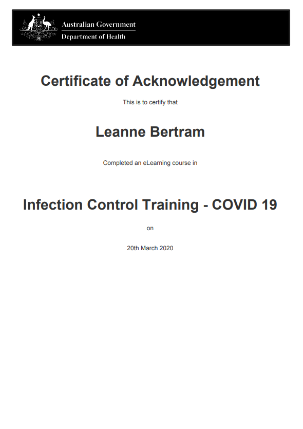 COVID19 Certificate: Infection Control Training | Little Big Adventures